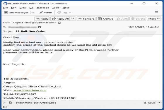 Bulk Order Email Virus