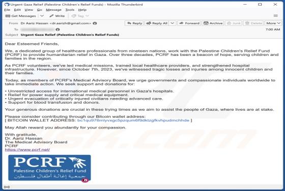 PCRF Email Scam