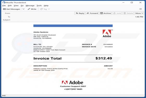 Adobe Invoice Email Scam