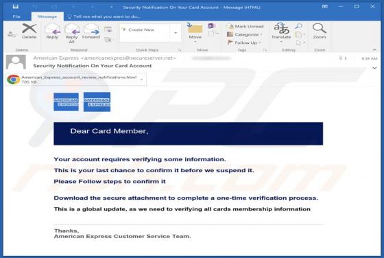 American Express Account Confirmation Email Scam