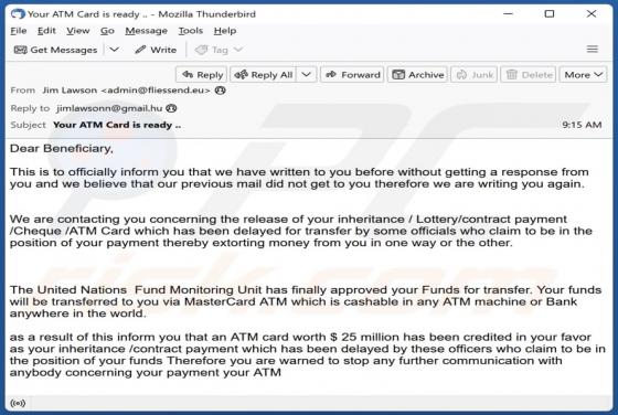 Funds For Transfer Email Scam