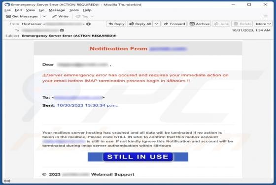 IMAP Termination Process Email Scam