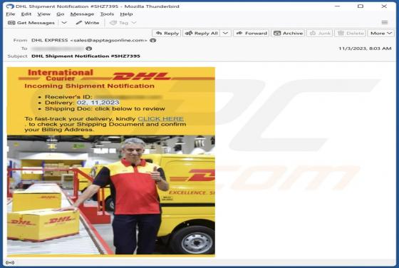 DHL - Incoming Shipment Notification Email Scam