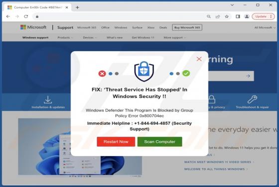 Threat Service Has Stopped POP-UP Scam