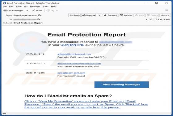 Email Protection Report Email Scam