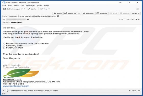 Bonbleo Corp. Email Scam