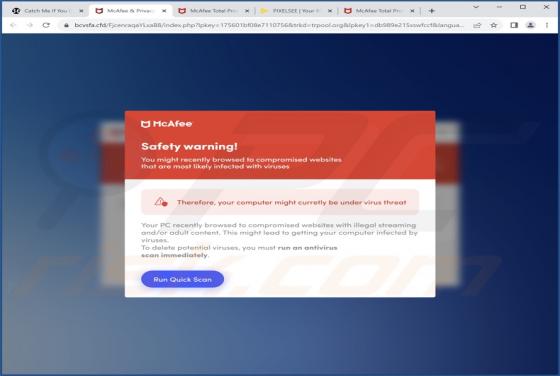 McAfee - You Might Recently Browsed To Compromised Websites POP-UP Scam