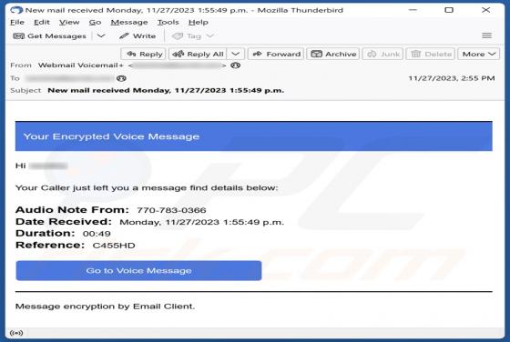 Your Encrypted Voice Message Email Scam
