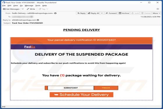 FedEx - Delivery Of The Suspended Package Email Scam