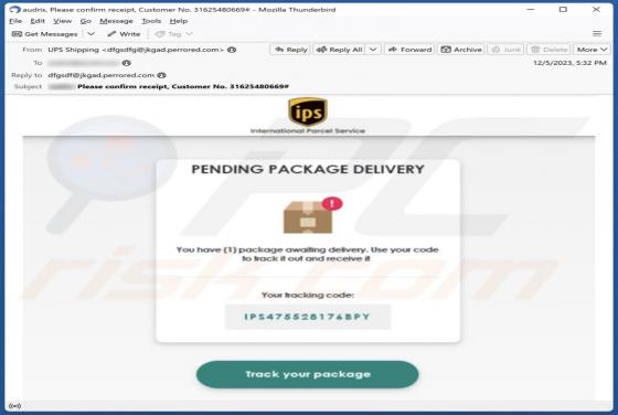IPS Pending Package Delivery Email Scam