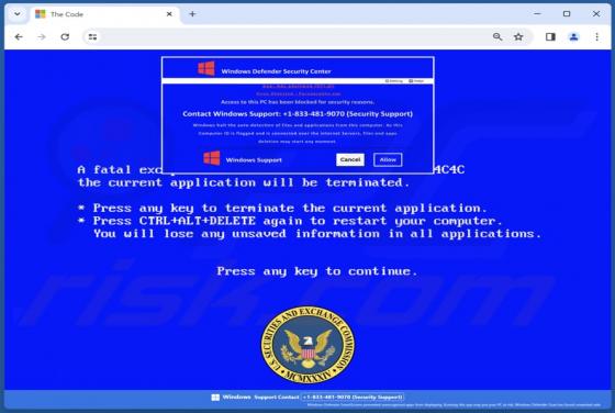 U.S. Securities And Exchange Commission POP-UP Scam