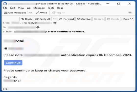 Email Authentication Expires Scam