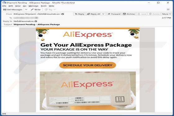 AliExpress Package Email Scam