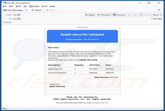 Apple Security Releases Email Scam