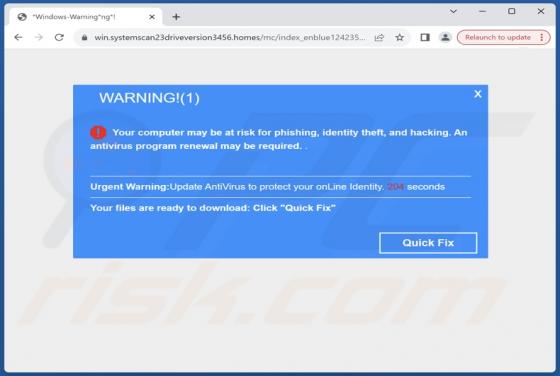 WARNING!(1) POP-UP Scam
