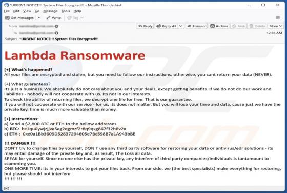 Lambda Ransomware Email Scam