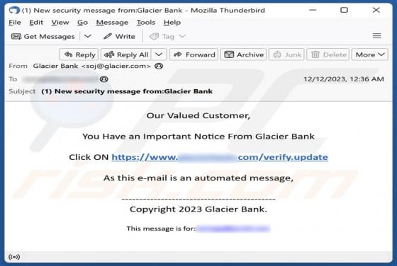 Glacier Bank Email Scam