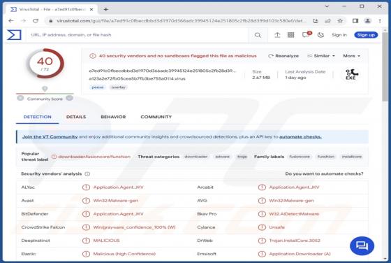 PUA:Win32/FusionCore Malware