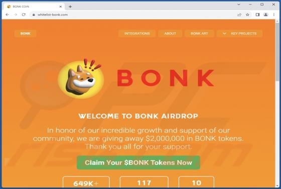 Bonk Coin Airdrop Giveaway Scam