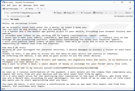 Hello My Perverted Friend Email Scam