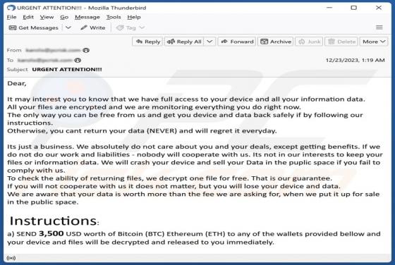 We Have Full Access To Your Device Email Scam