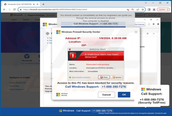 A Malicious Item Has Been Detected! POP-UP Scam