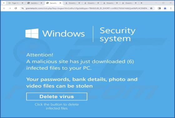 Malicious Site Has Downloaded Infected Files To Your PC POP-UP Scam