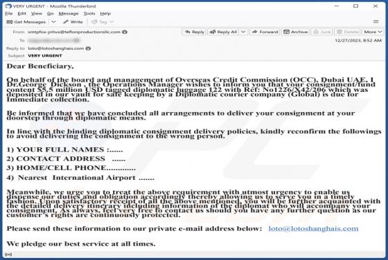 Oversea Credit Commission Email Scam