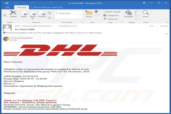 DHL Agreement Documents Email Scam