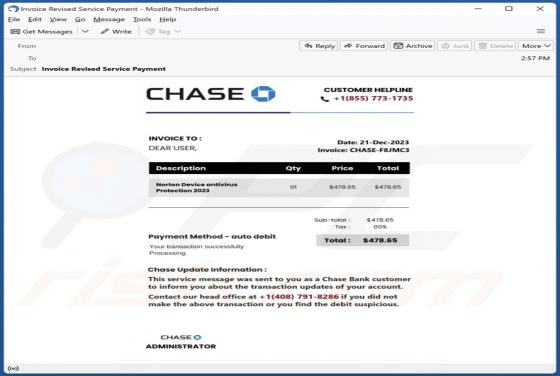 Chase Bank Invoice Email Scam
