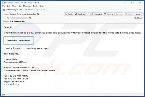 Official Invoice Email Scam