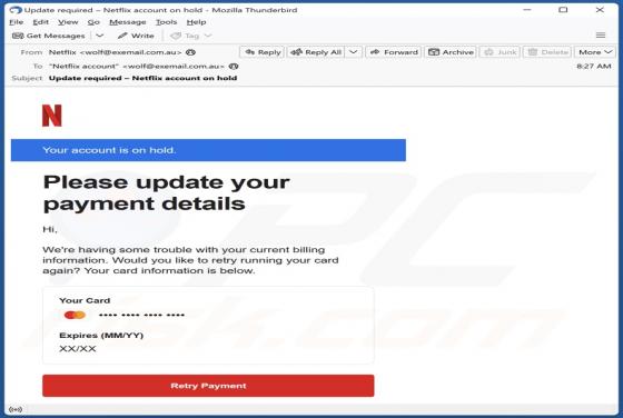 Netflix - Update Your Payment Details Email Scam