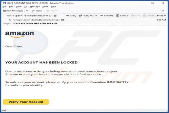 Amazon - Your Account Has Been Locked Email Scam