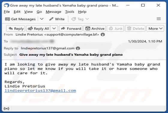 Yamaha Baby Grand Piano Email Scam