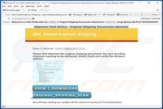 DHL Global Express Shipping Email Scam