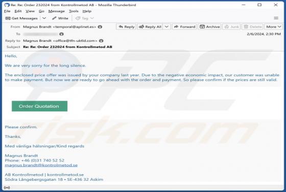 Confirm If The Prices Are Still Valid Email Scam