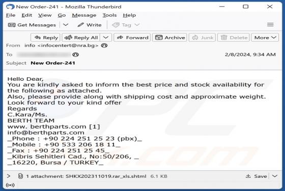 Price And Stock Availability Email Scam