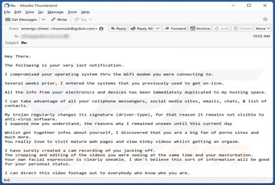 I Compromised Your Operating System Email Scam
