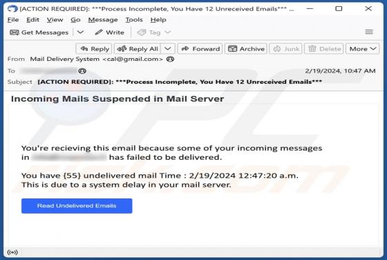 Incoming Mails Suspended Email Scam