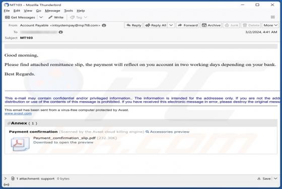 Remittance Slip Email Scam
