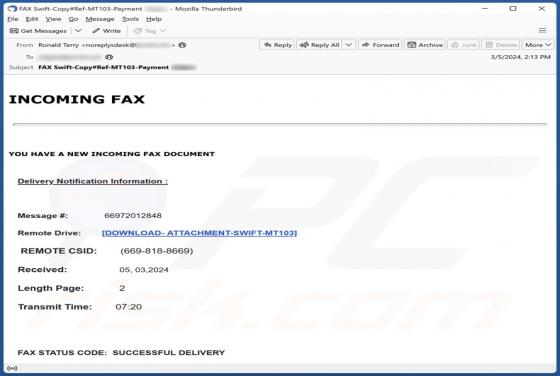 INCOMING FAX Email Scam