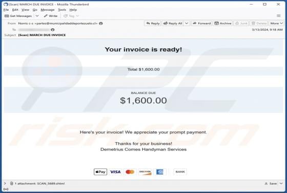 Your Invoice Is Ready Email Scam