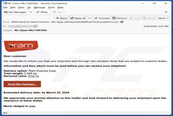 RAM Hand-to-Hand Couriers Email Scam