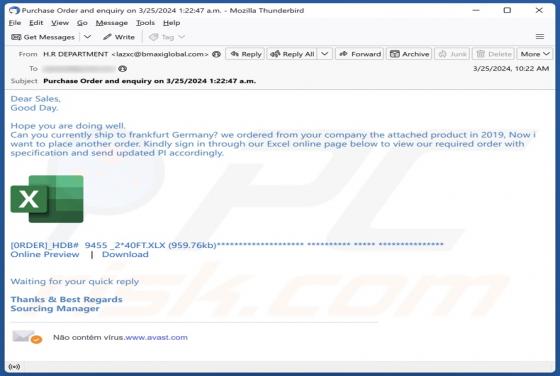 Required Order Email Scam