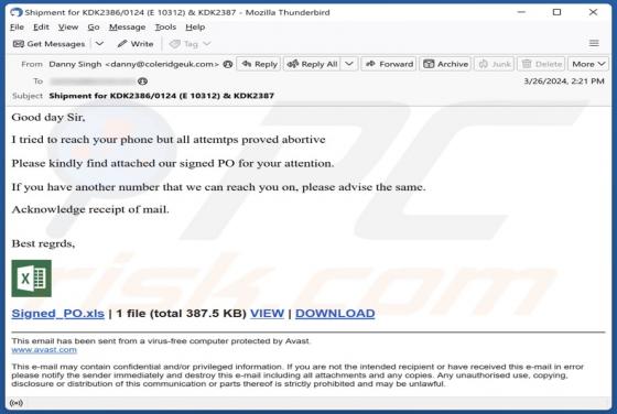 Signed PO (Purchase Order) Email Scam