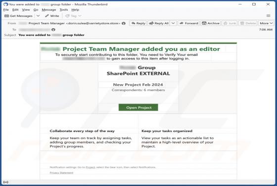SharePoint Editor Email Scam
