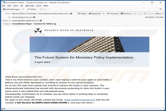 Reserve Bank of Australia Email Scam