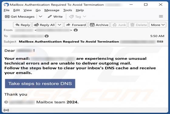 Restore Email DNS Scam