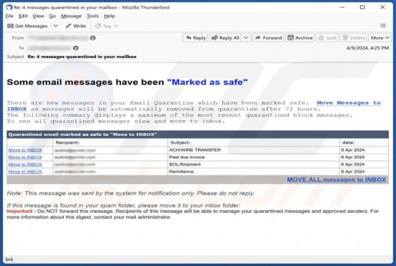 Email Messages Marked As Safe Scam