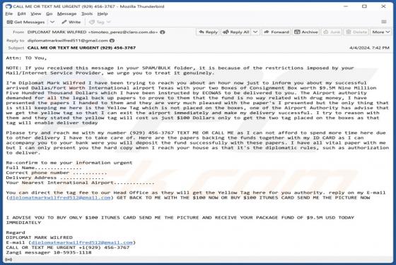 Consignment Box Email Scam